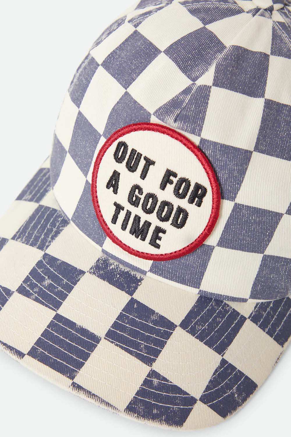 brixton out for a good time hat navy gingham detail