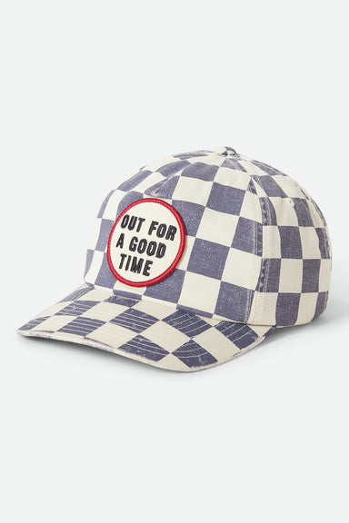 brixton out for a good time hat navy gingham profile