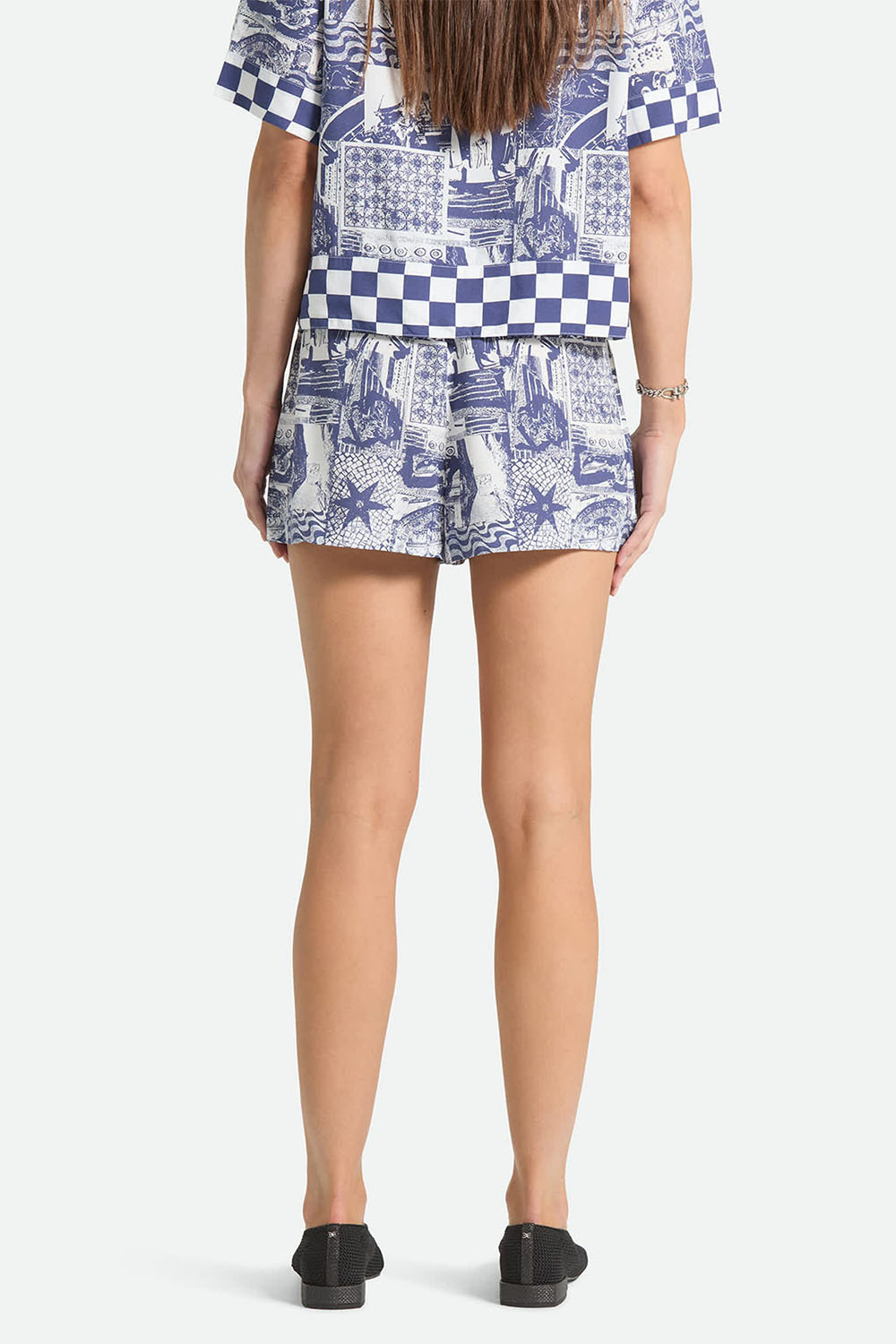 brixton post playa e-waist short navy white collage back