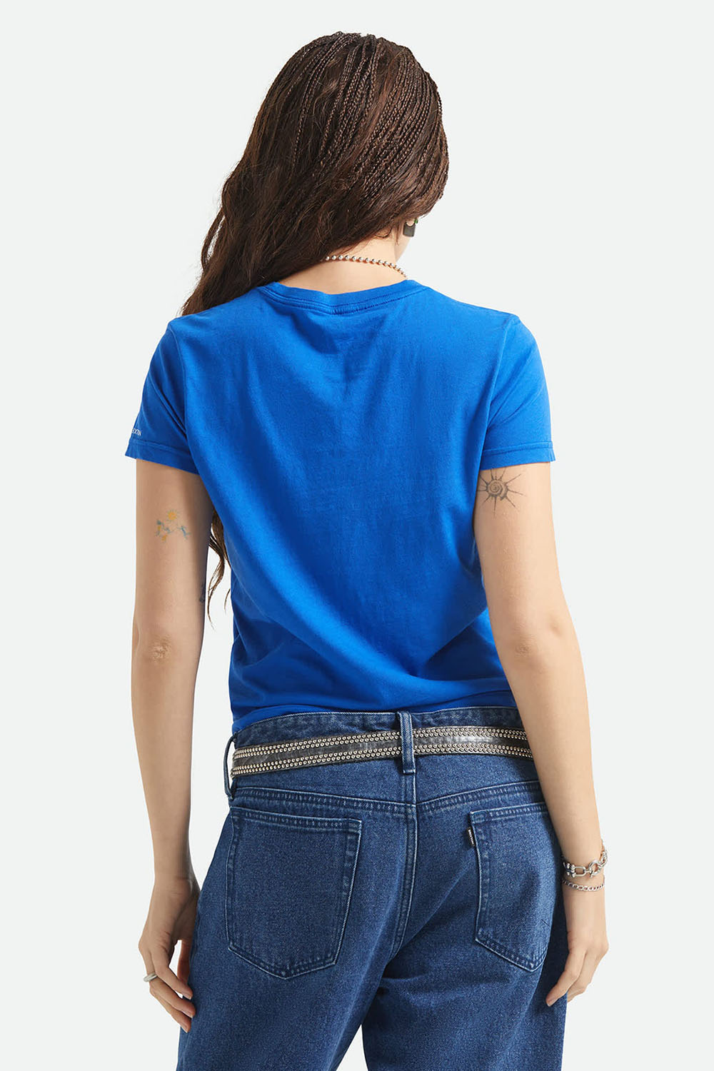 brixton thank you slim crew tee sunrise blue back