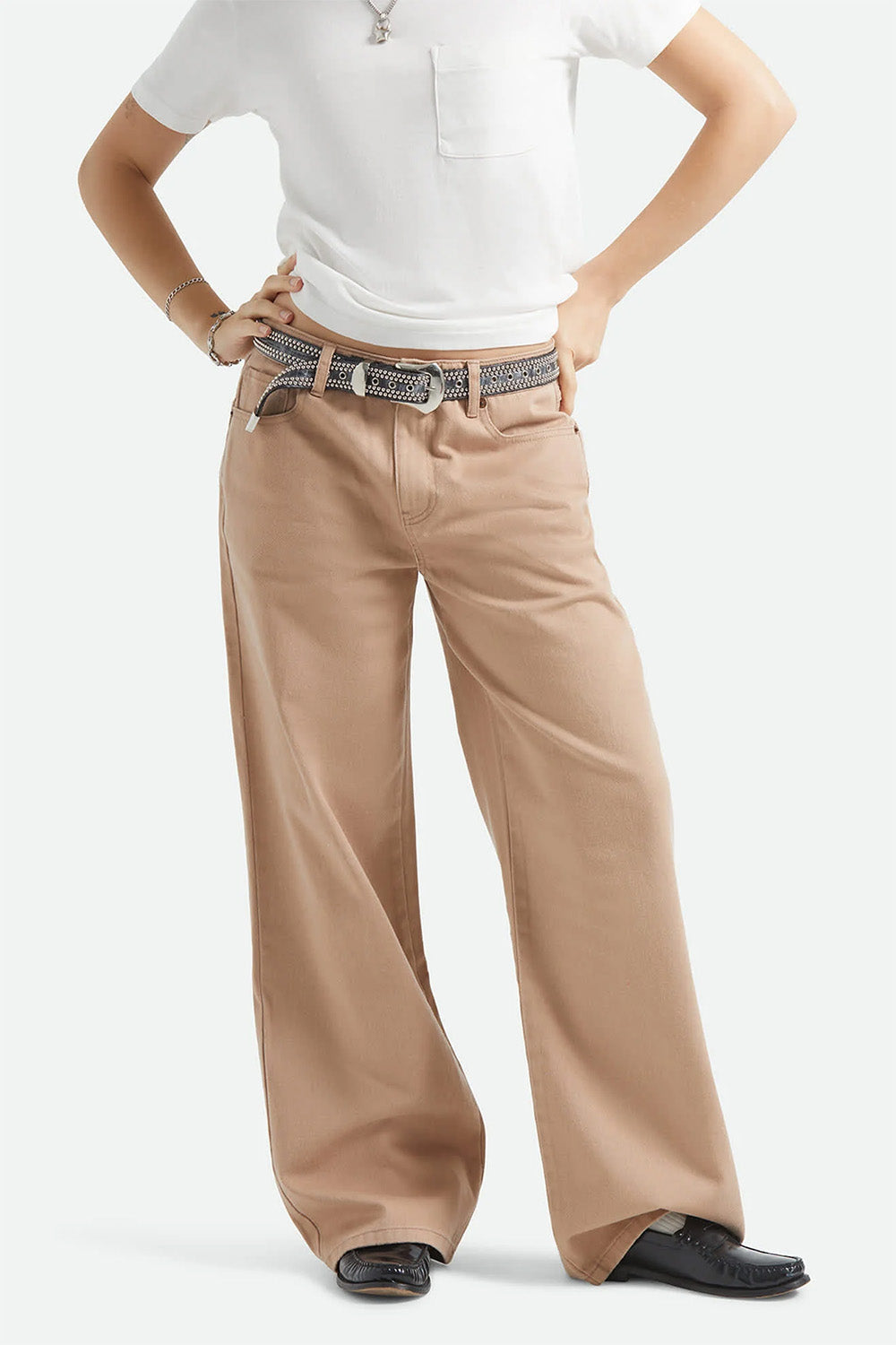 brixton the chloe 5 pocket pant washed timeless taupe front