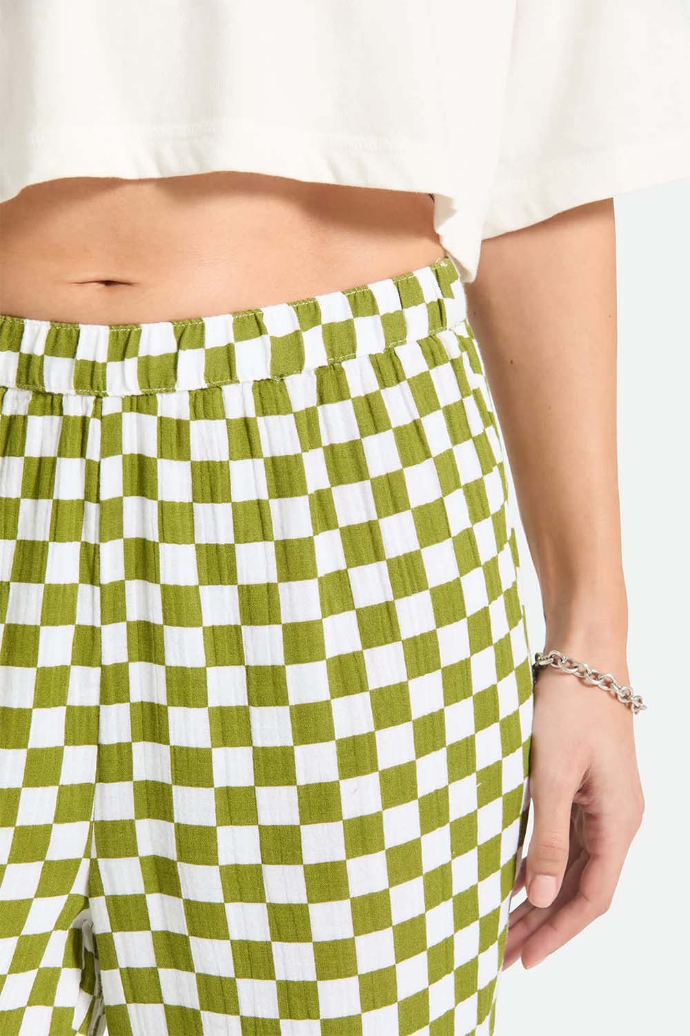 brixton the lola lounge pant sublime green check detail