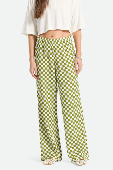 brixton the lola lounge pant sublime green check front