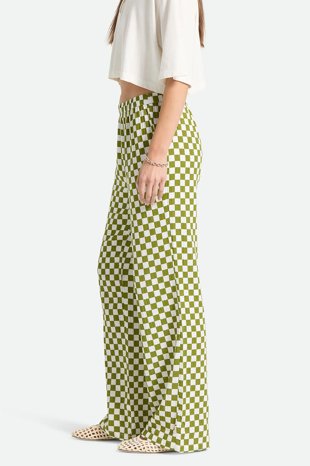 brixton the lola lounge pant sublime green check side