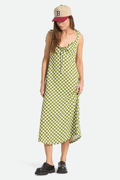 brixton the tie dress sublime green check front
