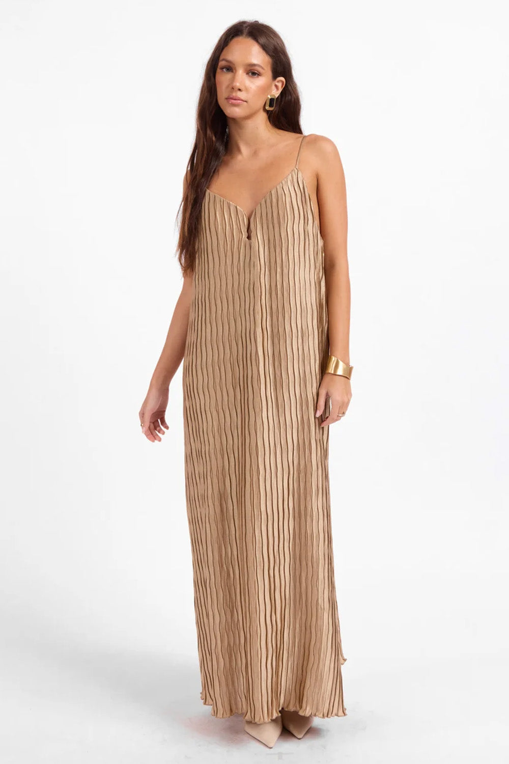 Sage the Label - City Daze Slip Dress - Taupe - Front