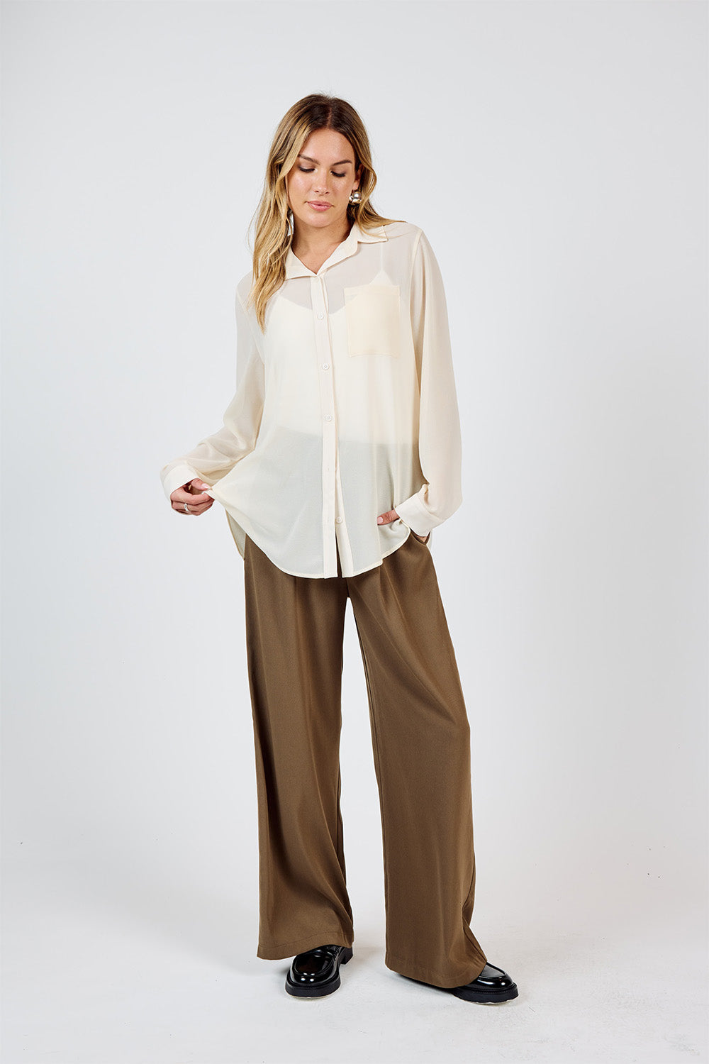 Sadie & Sage - All Invited Button Up Shirt - Ivory 
