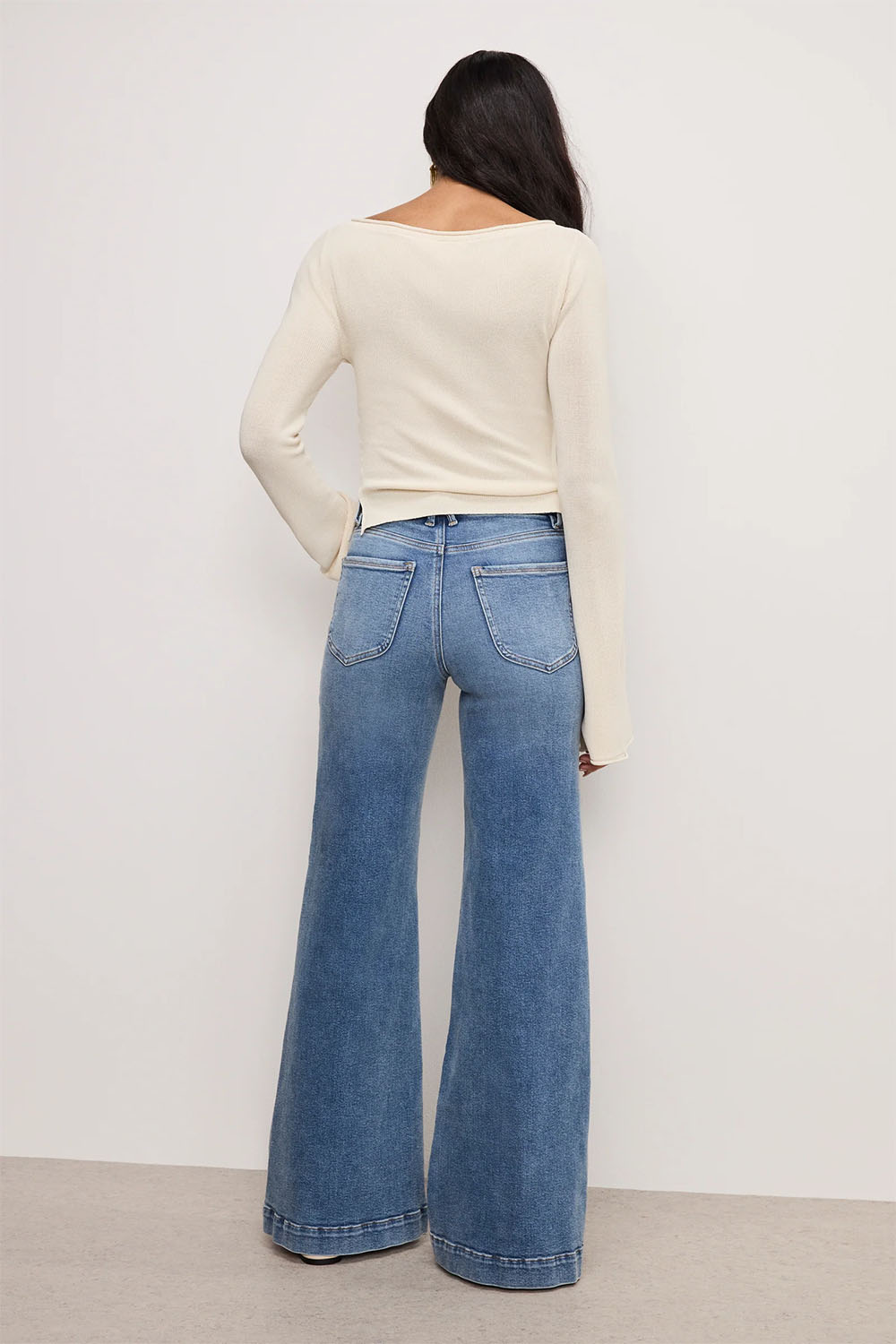 Good American - Good Waist Palazzo Light Jeans - Indigo - Back