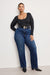 Good American - Soft Tech True Straight Jeans - Indigo - Plus Front