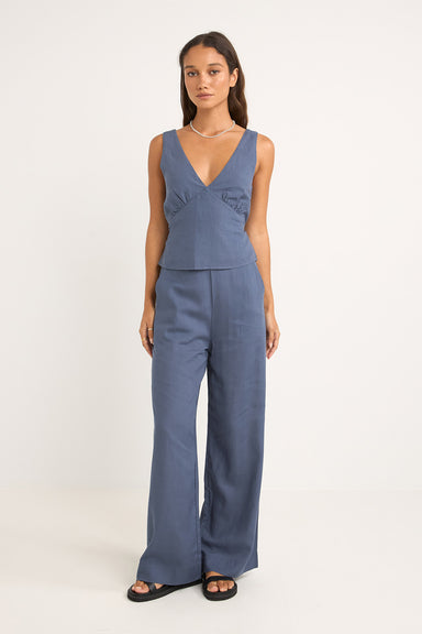 Rhythm - Stevie Wide Leg Pant - Blue