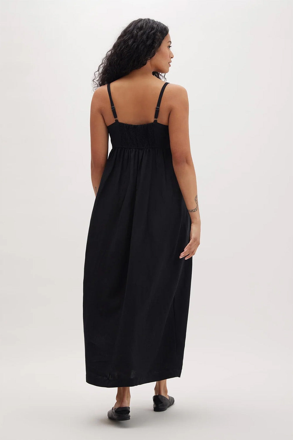 Richer Poorer - Linen Maxi Dress - Black - Back