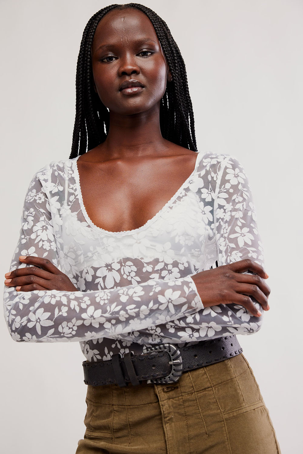 Free People - Holt Leather Belt - Black - On Model