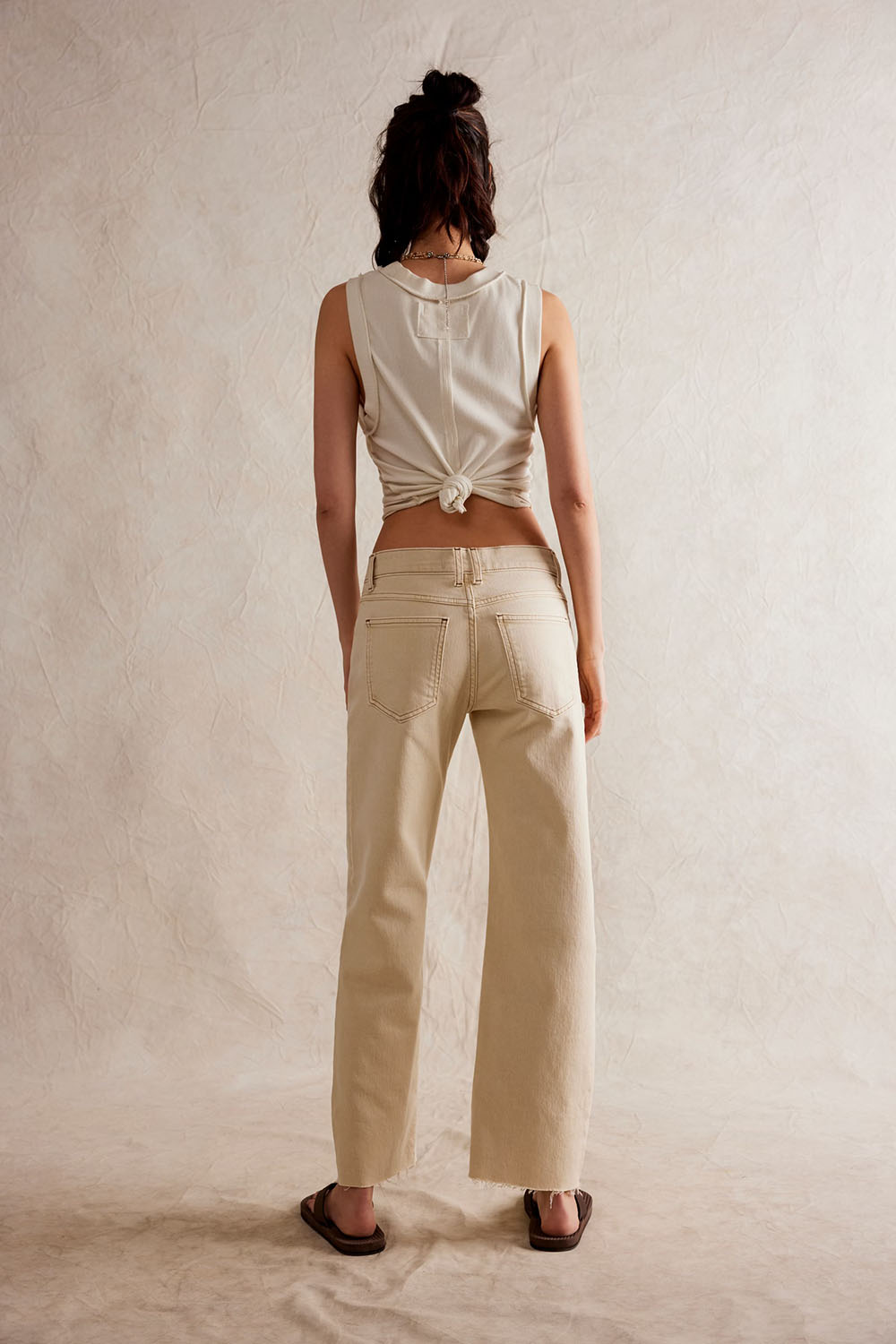 Free People - Risk Taker Mid-Rise Straight - Ecru - Back