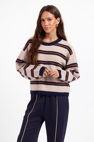Sage the Label - Tiber Stripe Sweater - Navy Rust Multi - Front