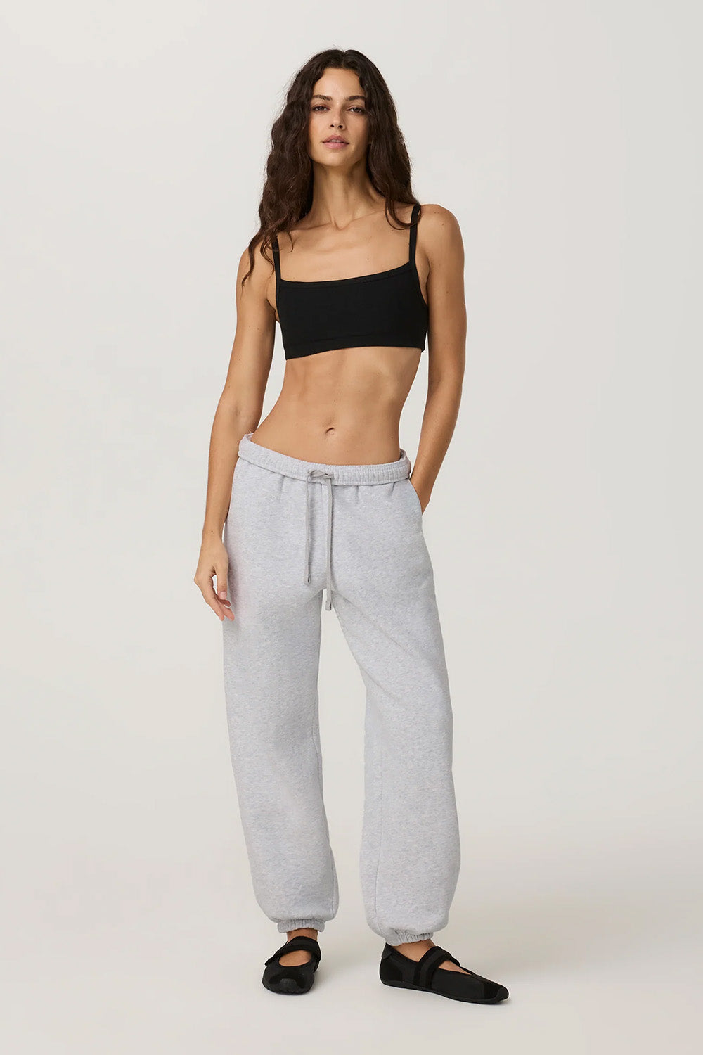 Vuori - Elevation Square Neck Bra - Black Heather - Full Body