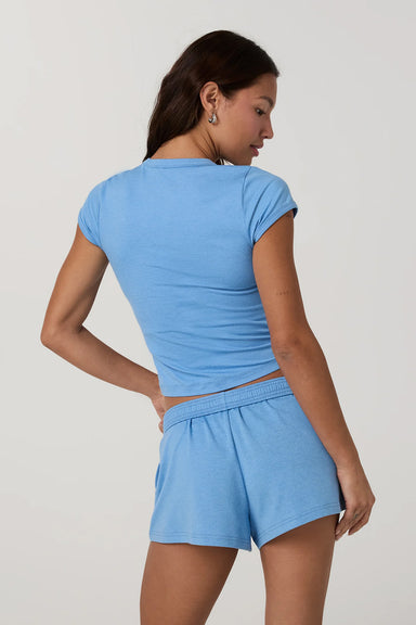 Vuori - Halo Baby Tee - Oasis Blue Heather - Back