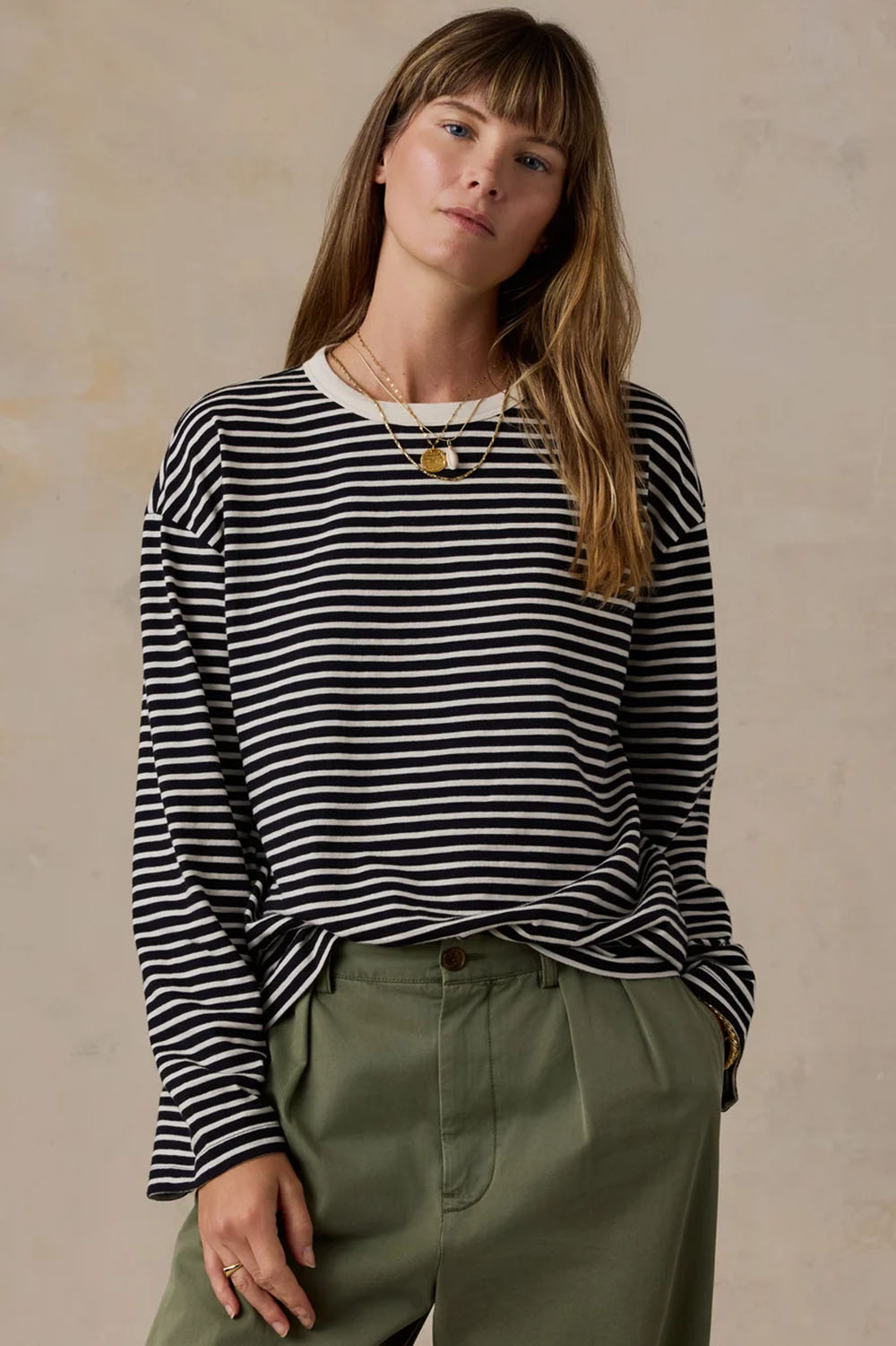 Faherty Sunwashed Retro Tee in Inkwell Stripe — Front view