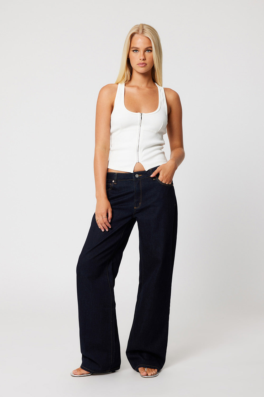 Abrand - Addison Racer Top - White Sand 