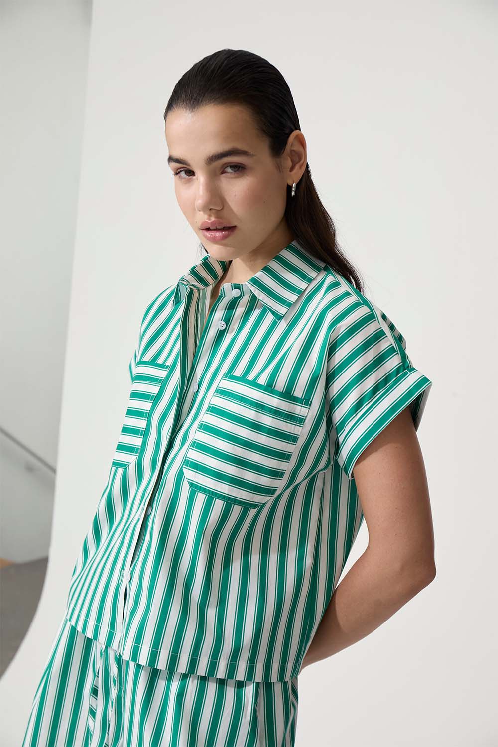 Deluc - Nola Shirt - Striped Green - Front