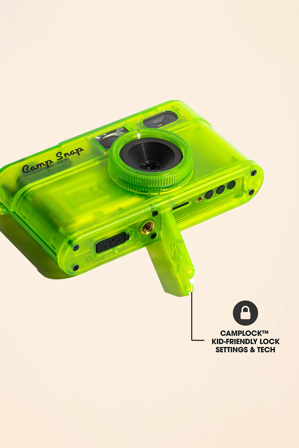 Camp Snap 2 Camera in Twisted Lime — Lock detail view