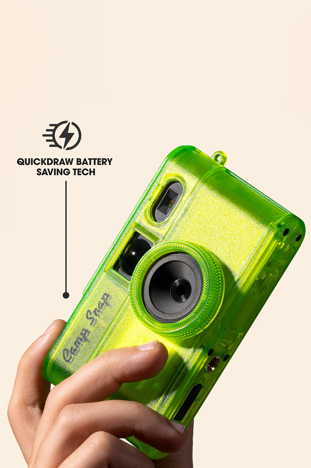 Camp Snap 2 Camera in Twisted Lime — In-hand view