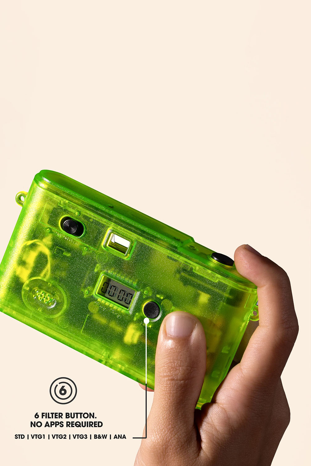 Camp Snap 2 Camera in Twisted Lime — In-hand view