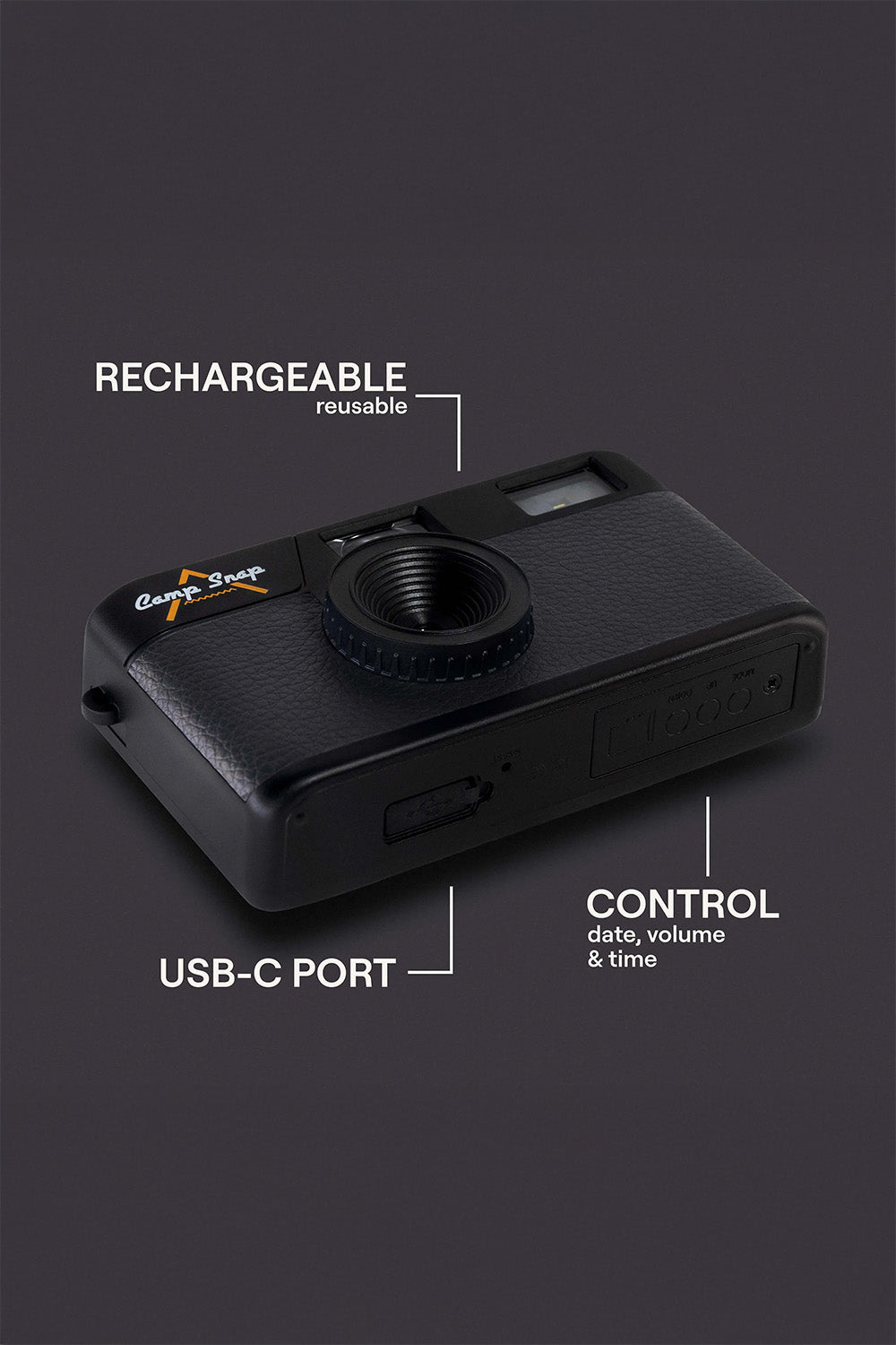 camp snap 101 camera black bottom