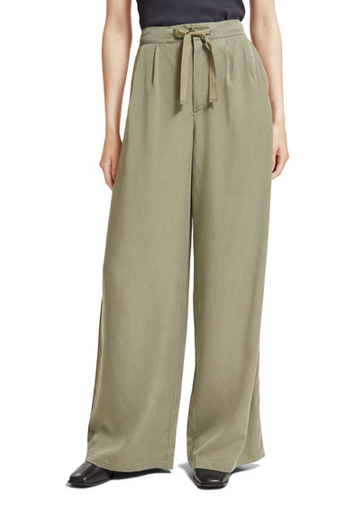 Scotch & Soda - Eleni High Rise Wide Leg Pant - Army Green - Front