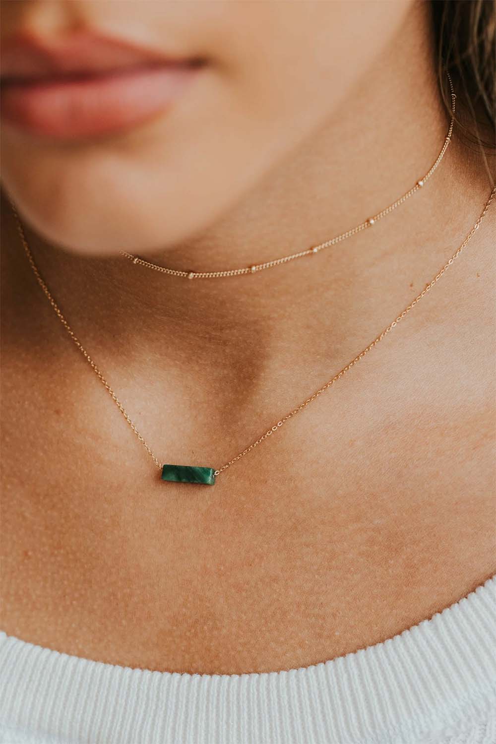 Hello Adorn - Moss Gemma Necklace - Model