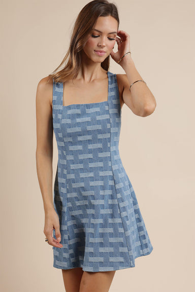 Sage the Label - Keep Going Crosshatched Mini Dress - Denim Multi - Profile
