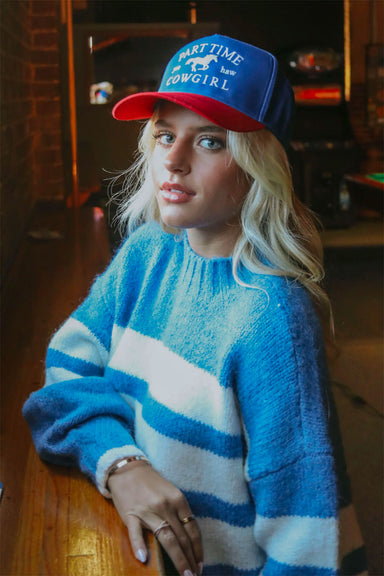 charlie southern PART TIME COWGIRL TRUCKER HAT Blue/Red model