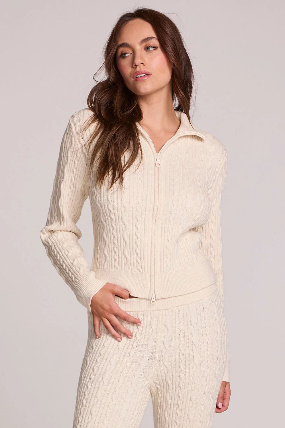 Chaser Beatrix Sweater in Antique White — Quarter view