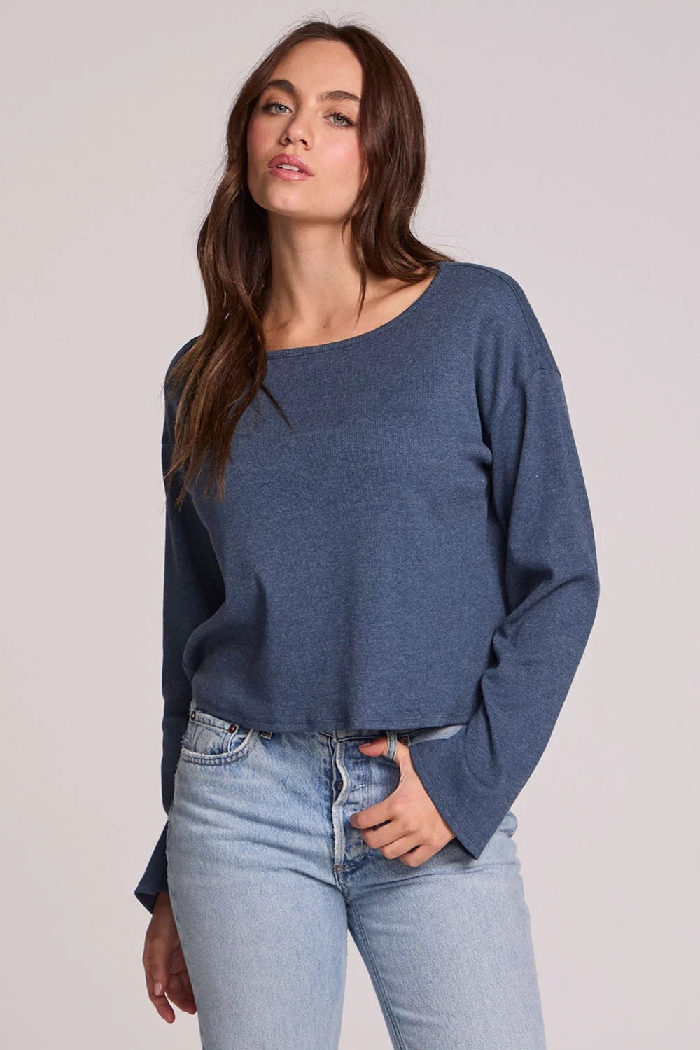 Lunnah Top in Dark Denim — Front view
