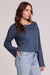 Lunnah Top in Dark Denim — Quarter view