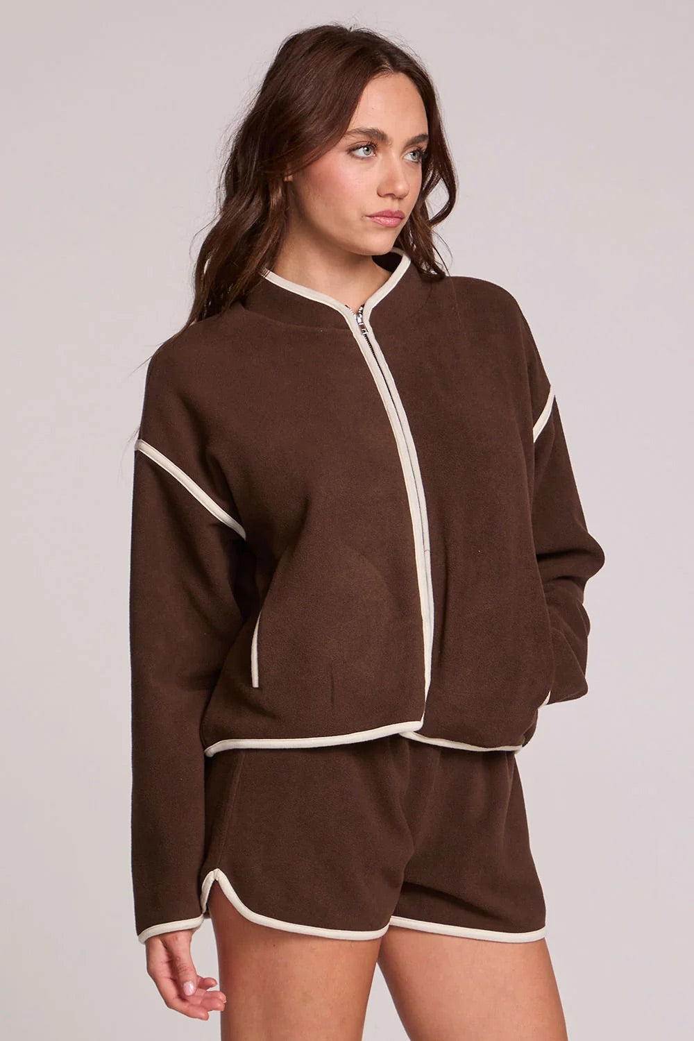 Sharun Jacket in Wood Brown — Quarter view