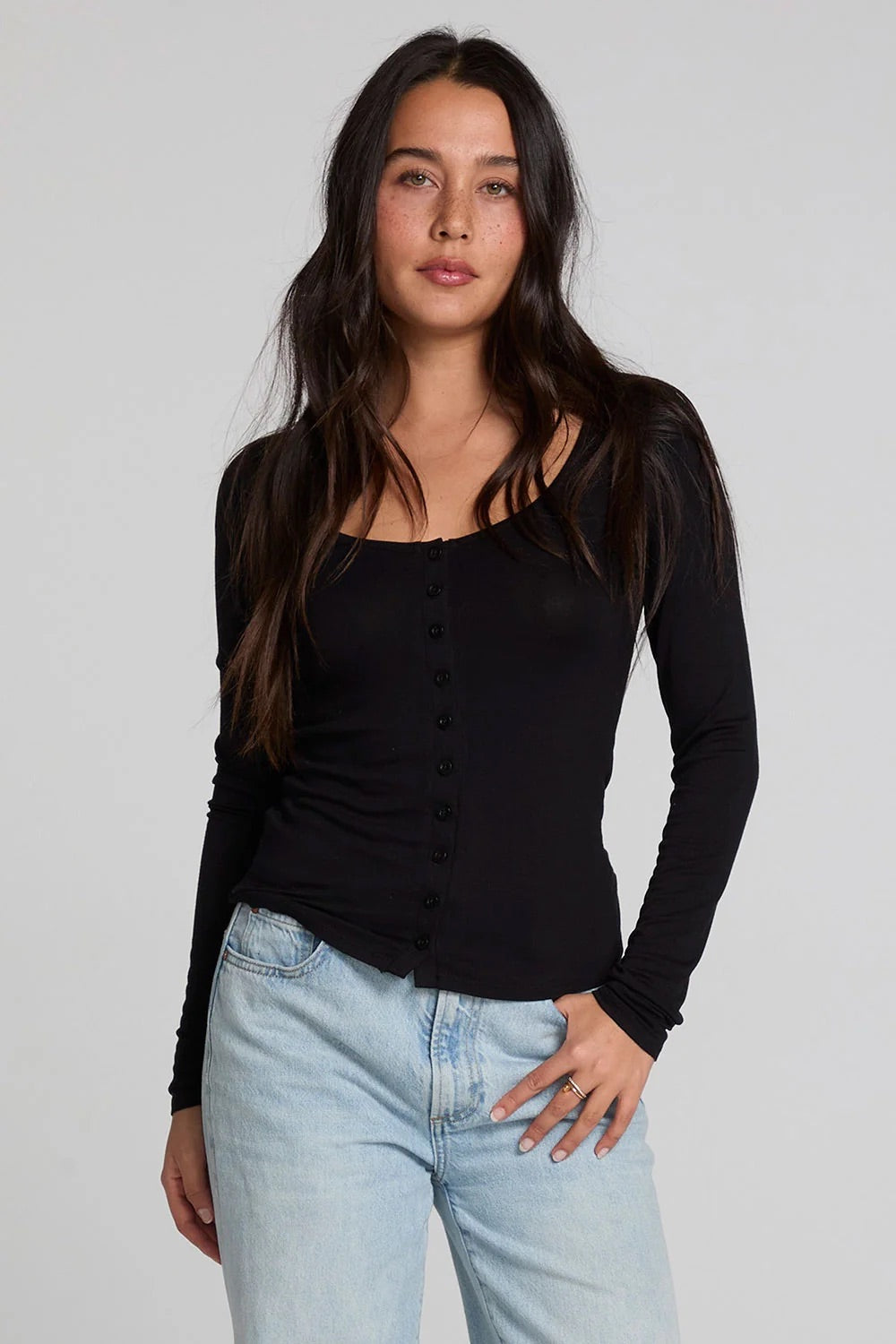 Silva Fullsleeve Top in Black — Front view