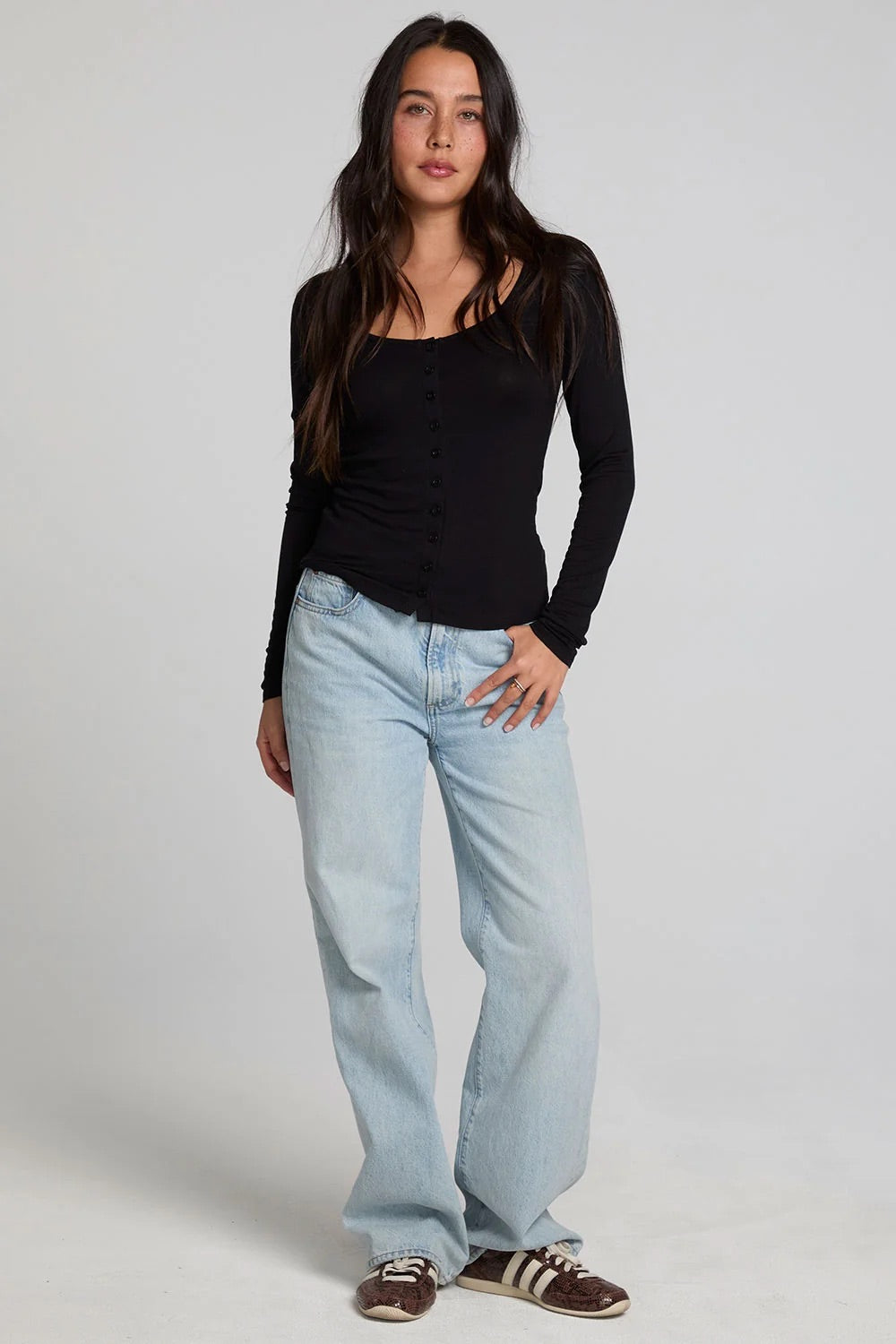 Silva Fullsleeve Top in Black — Full-body view