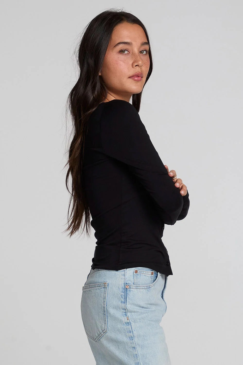 Silva Fullsleeve Top in Black — Side view