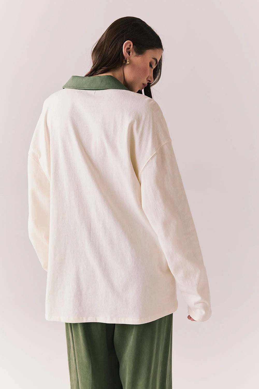 Chaser Brand - Chico Long Sleeve - White/Green - Back
