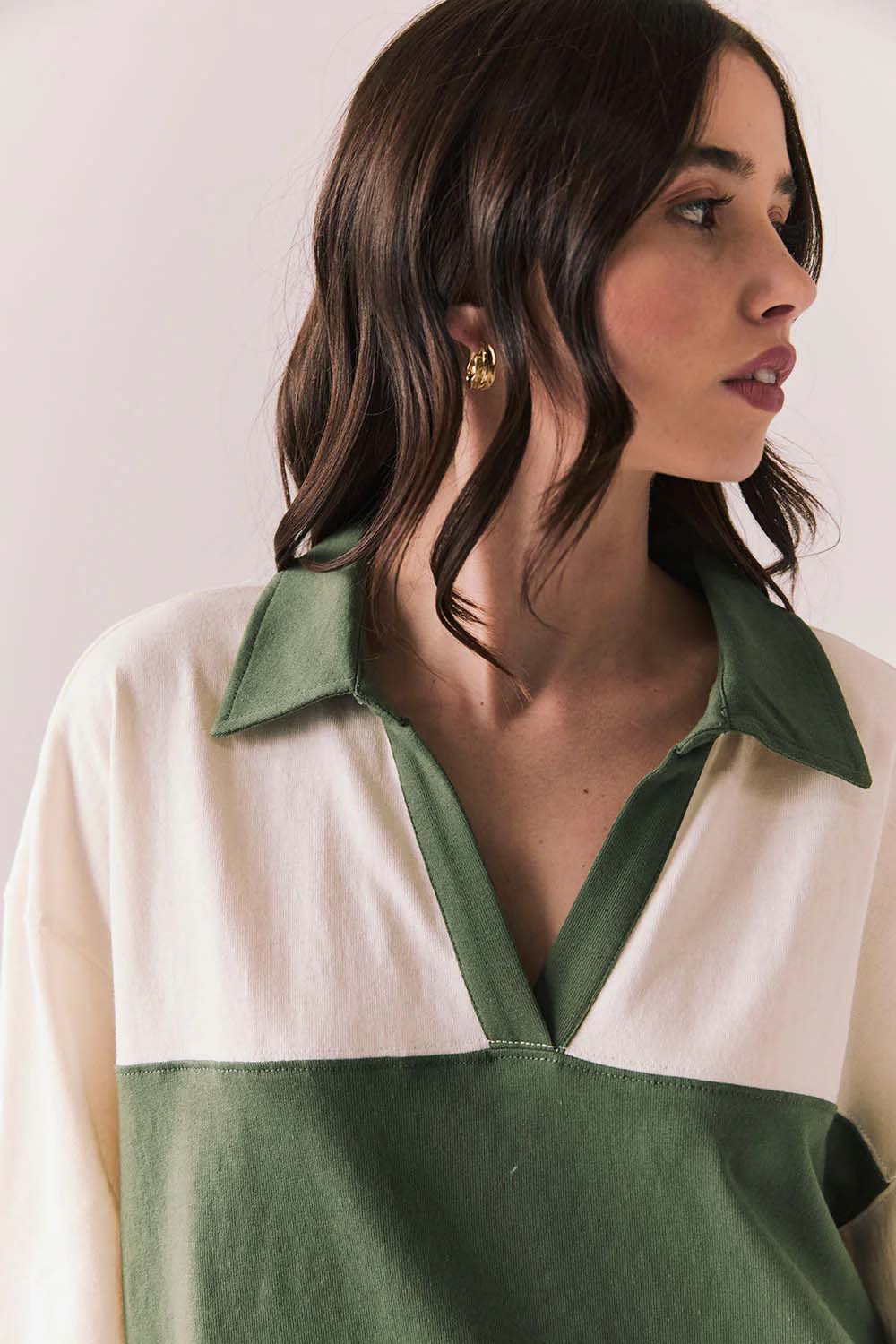 Chaser Brand - Chico Long Sleeve - White/Green - Detail