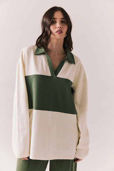 Chaser Brand - Chico Long Sleeve - White/Green - Front