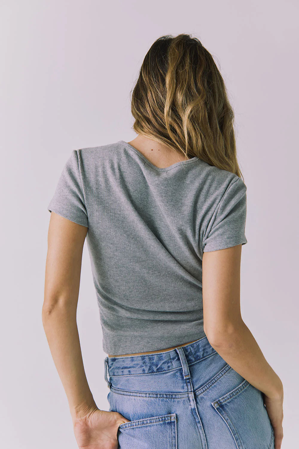 chaser drew tee heather grey back