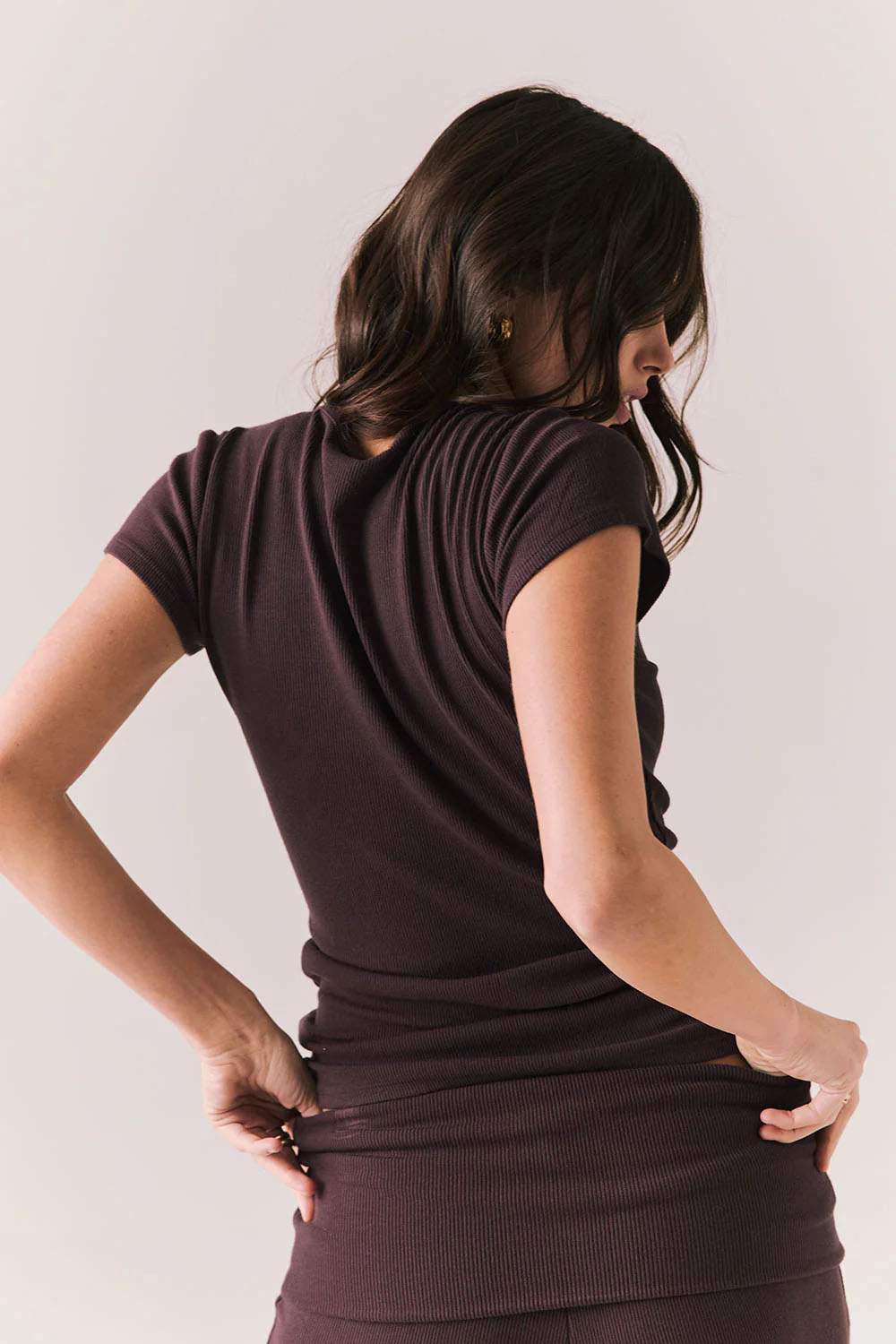 Chaser - Honey Rib Tee - Espresso - Back