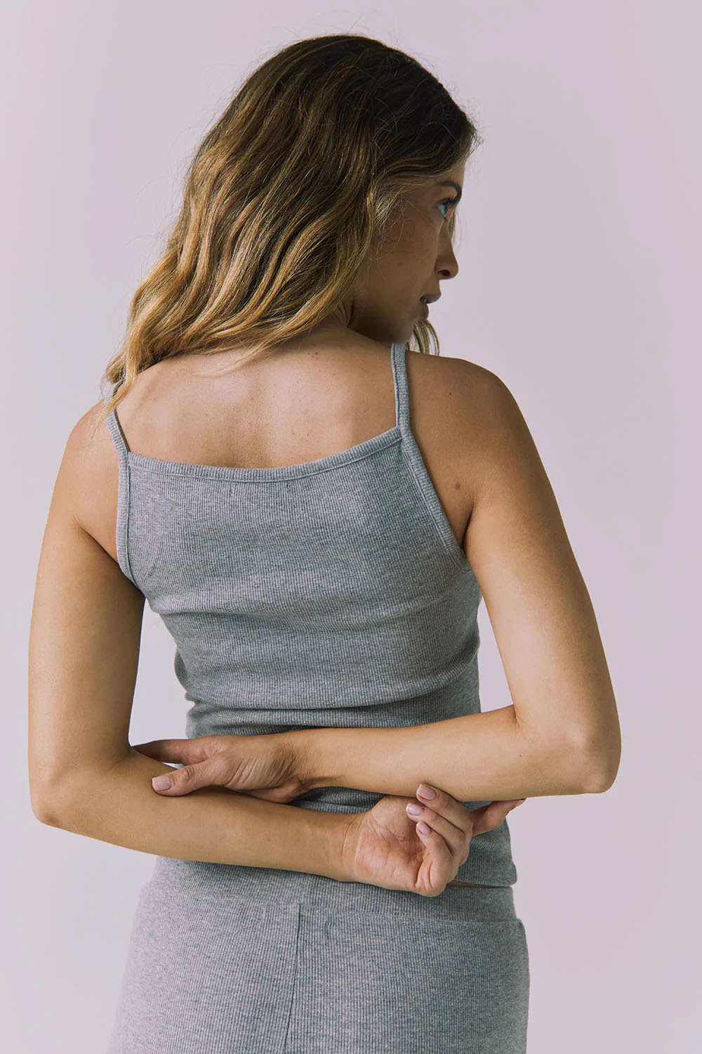 chaser ulla tank heather grey back