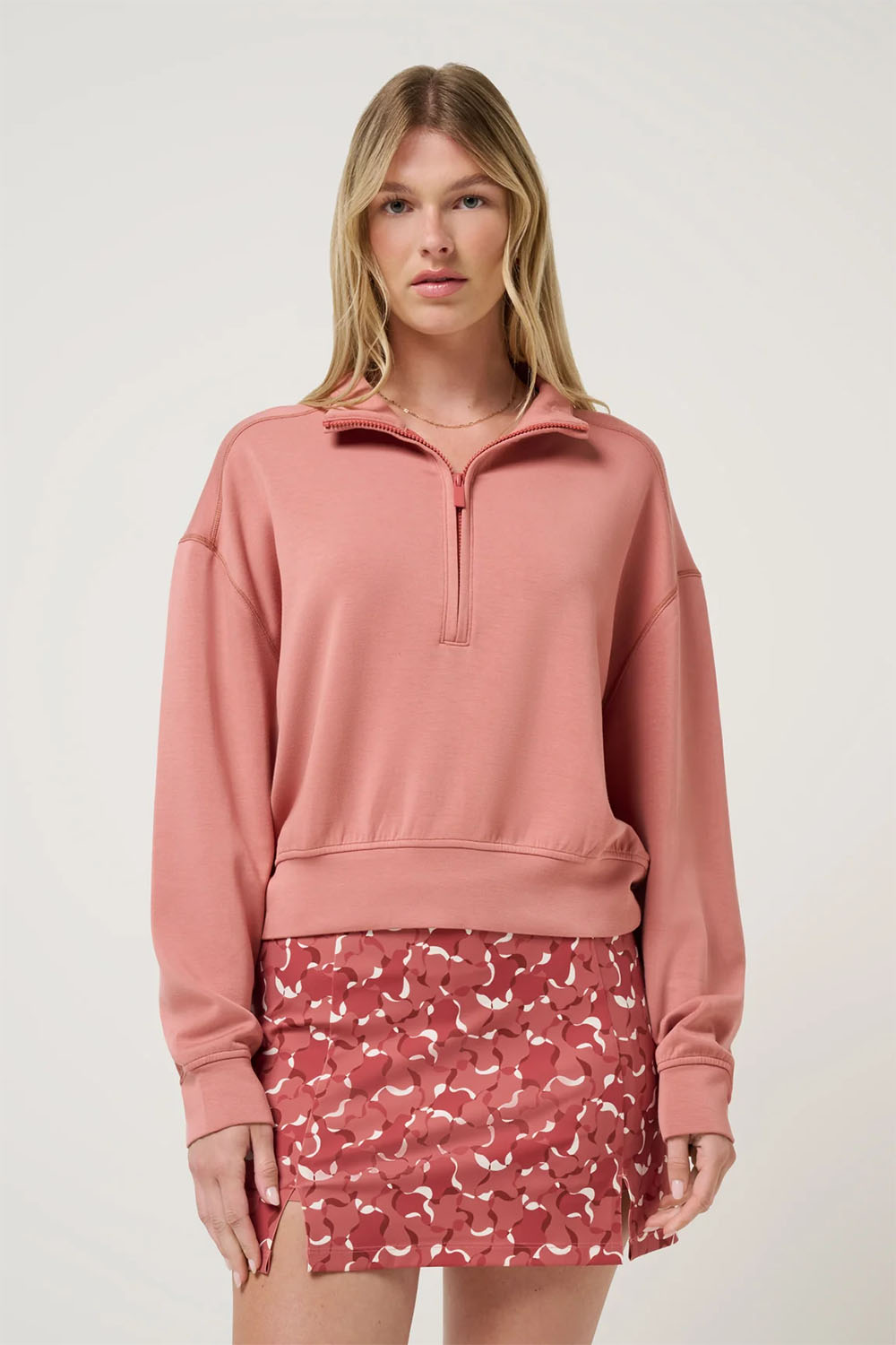 Travis Matthew - SKYLOFT SOFT ECHO HALF ZIP - Brick Dust - Front