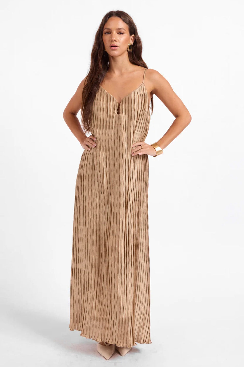 Sage the Label - City Daze Slip Dress - Taupe - Front 2