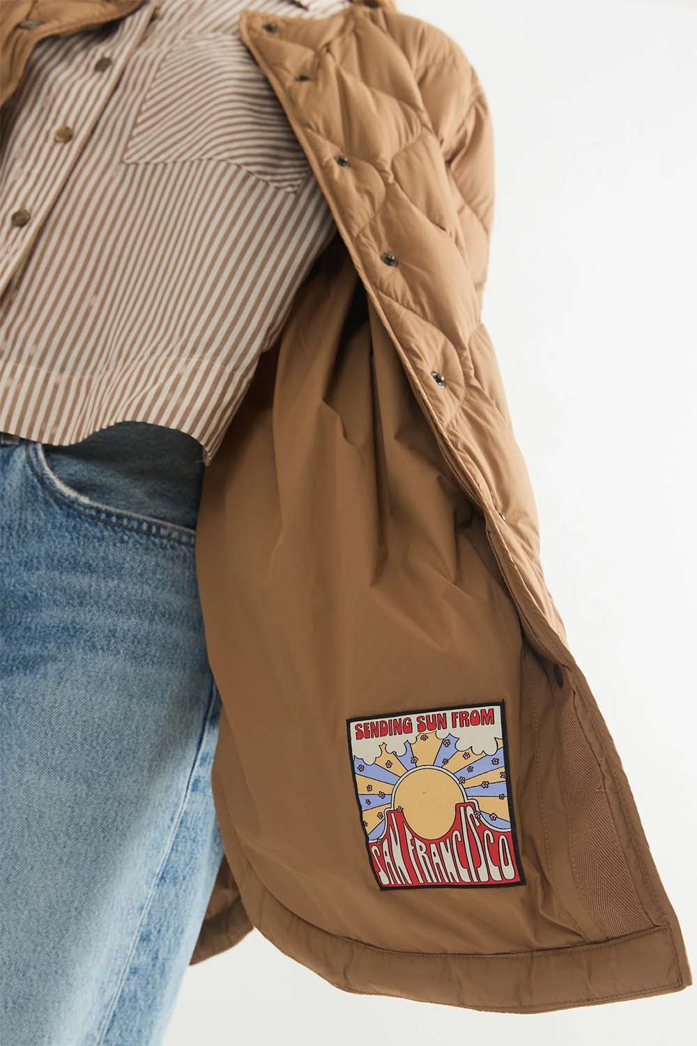 Marine Layer - Calista Quilted Jacket - Caramel - Tag