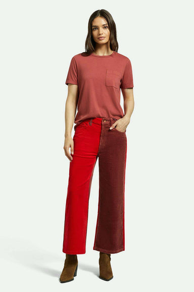 Margo Cropped 5 Pkt Pant - Cowhide/Mars Red Cord - Front