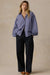 Faherty Coastal Poplin Suki Blouse in Sailor Ink Stripe — Styled view