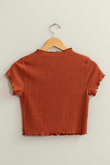 Double Zero - 00 Lettuce Hem Crop Top - Baked Clay - Back